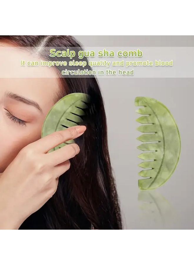 Square Jade Head Comb Massage Tool Natural Stone Scalp Care Massager - Image 2